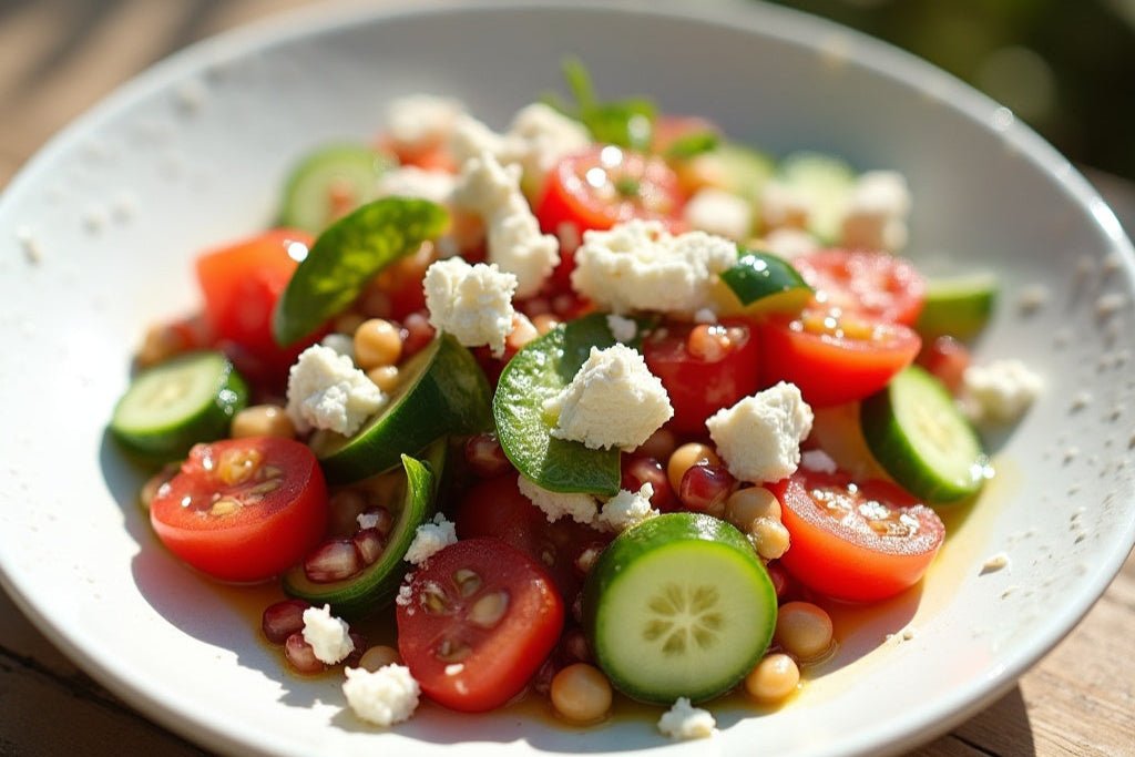 Bunter Granatapfel-Kichererbsen-Salat mit Feta - Genussbote