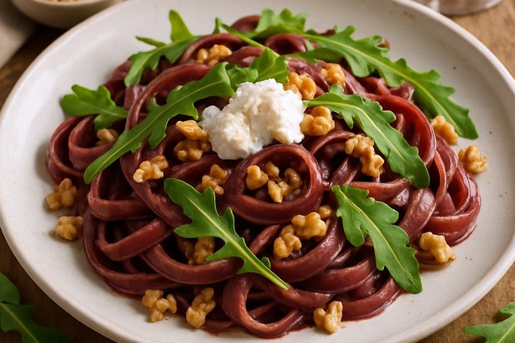 Fettuccine al Vino mit Trüffel-Ricotta-Creme und gerösteten Walnüssen - Genussbote