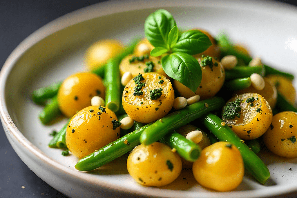 Kartoffeln mit Pesto Genovese und grünen Bohnen - Genussbote