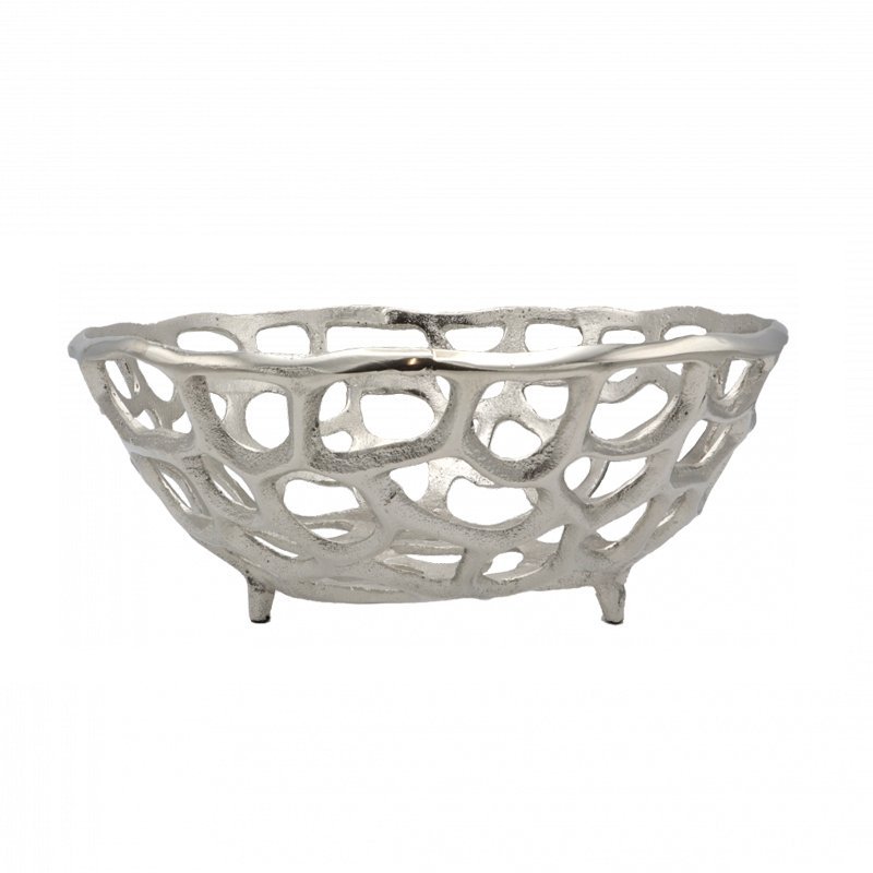 Obstschale Lochmuster silber - Genussbote