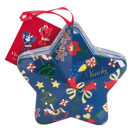 Stern - Geschenkdose aus Metall - gefüllt blau - Genussbote