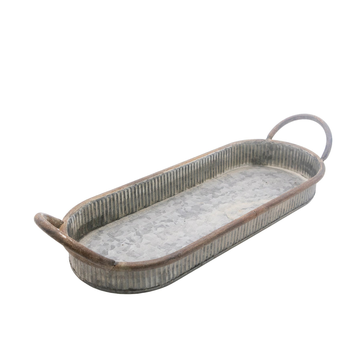 Flache Zinkwanne 35x14x4 cm – Vintage Deko zum selbst gestalten