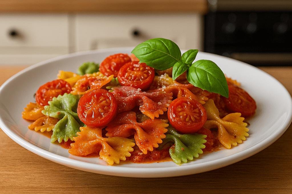 Butterfly Pasta mit gerösteten Kirschtomaten & Pesto Rosso - Genussbote