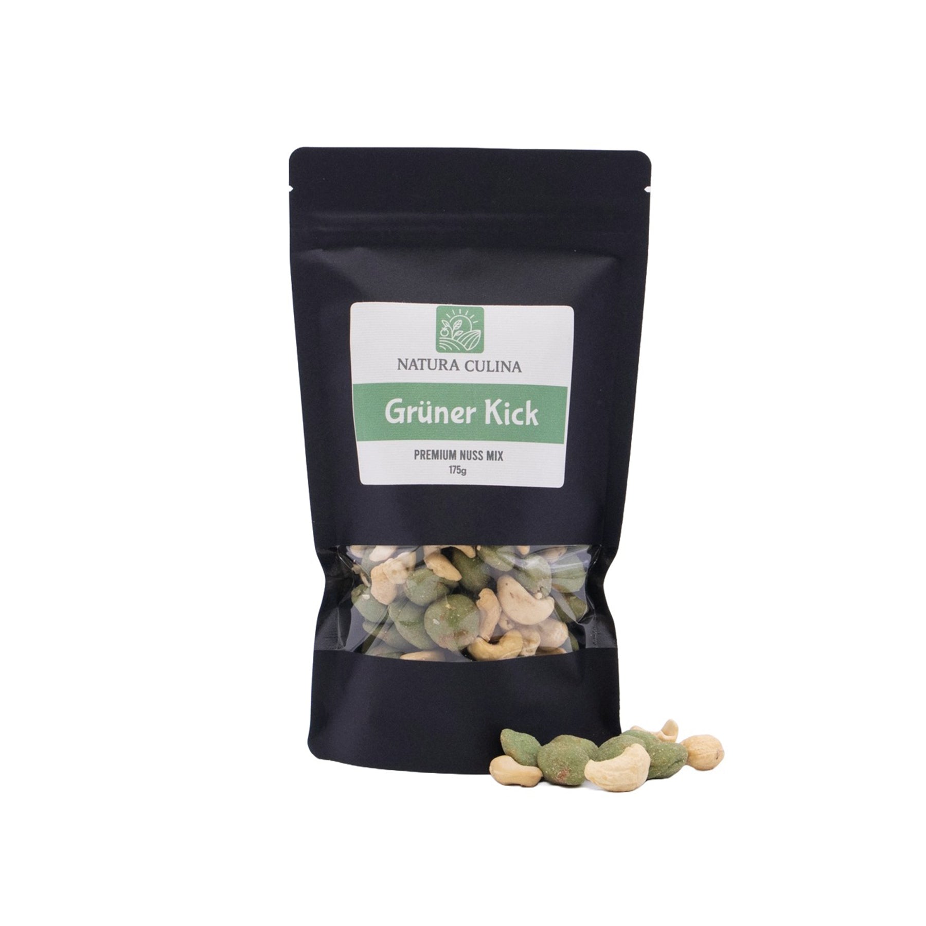 Grüner Kick: Cashew und Erdnuss Mix mit Wasabi (175g)