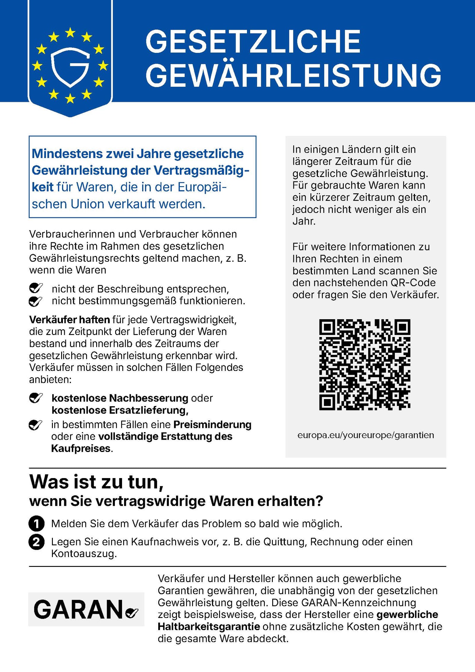 EU-Hinweis zur gesetzlichen Gewährleistung