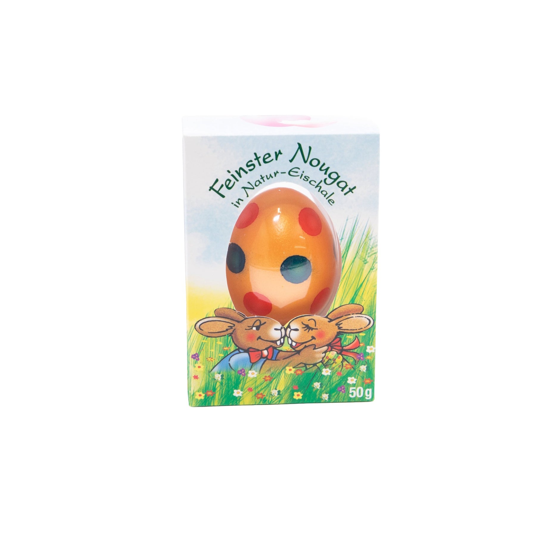 Nougat-Ei Punkties orange in echter Eierschale