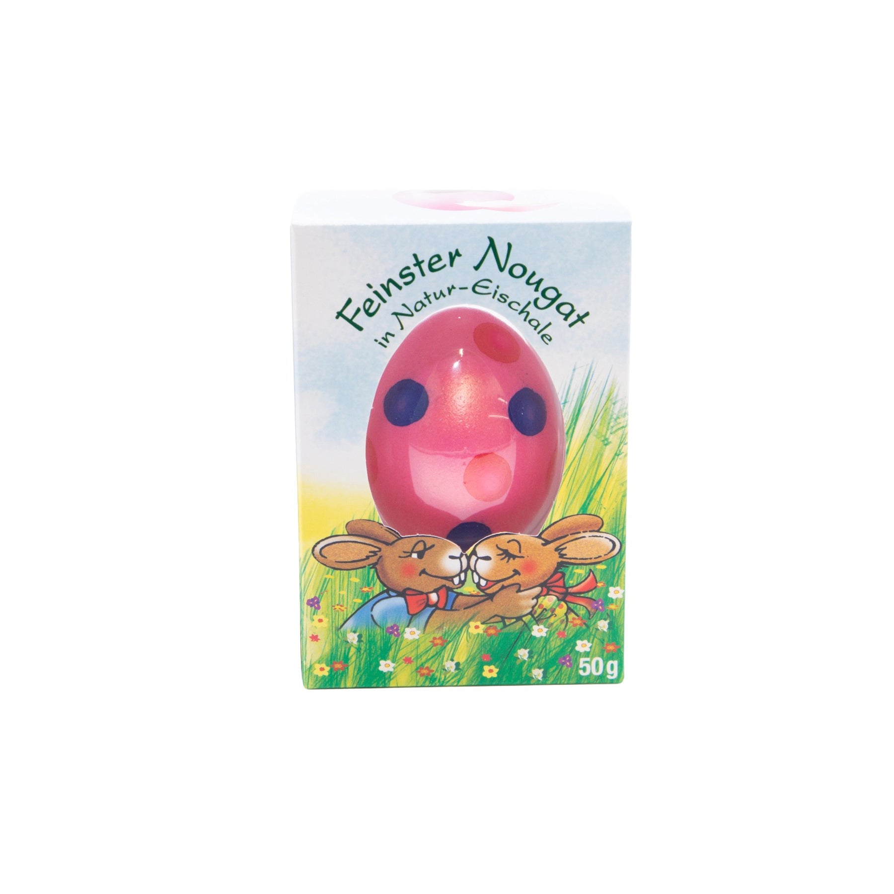 Nougat-Ei Punkties rosa in echter Eierschale