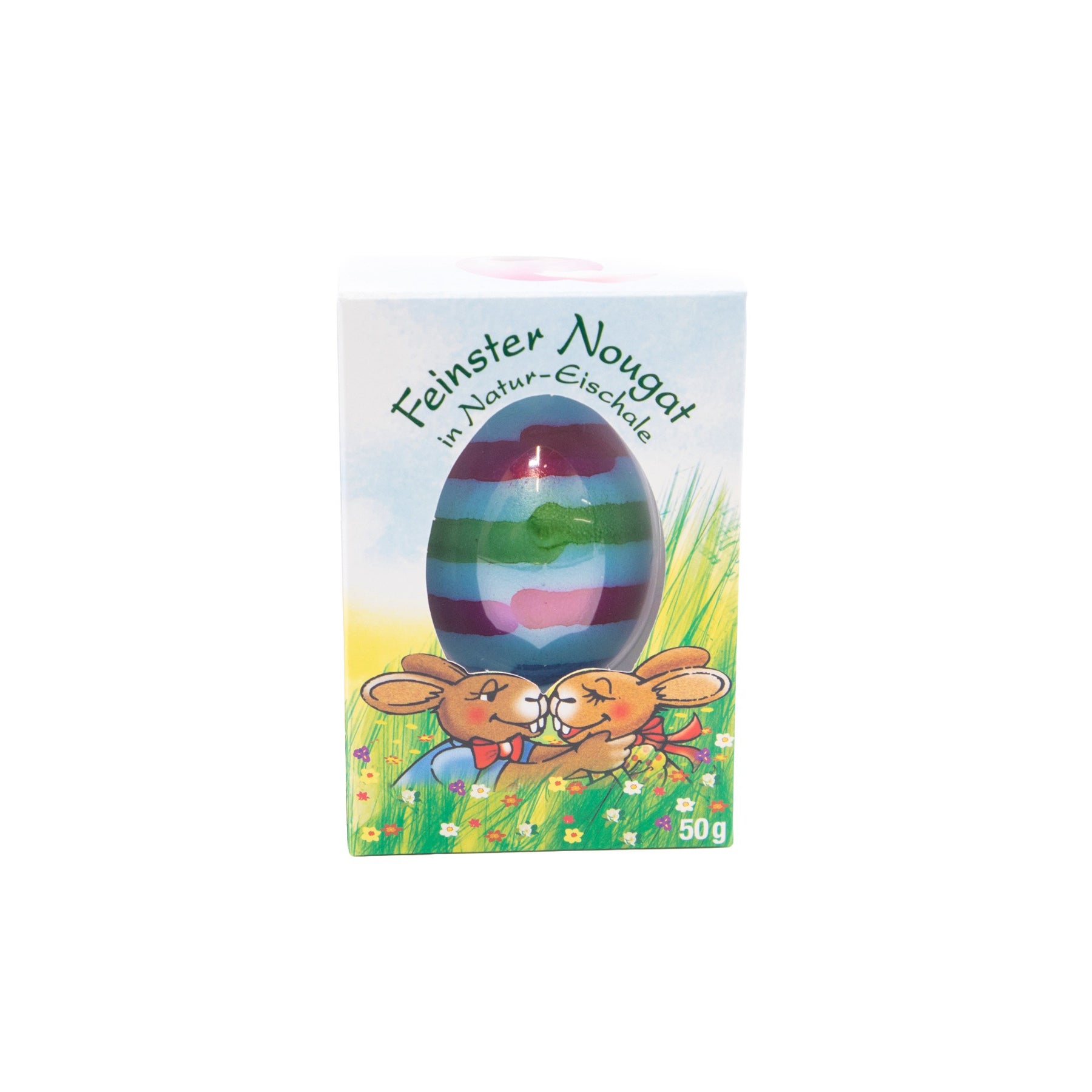 Nougat-Ei Ringlies blau in echter Eierschale