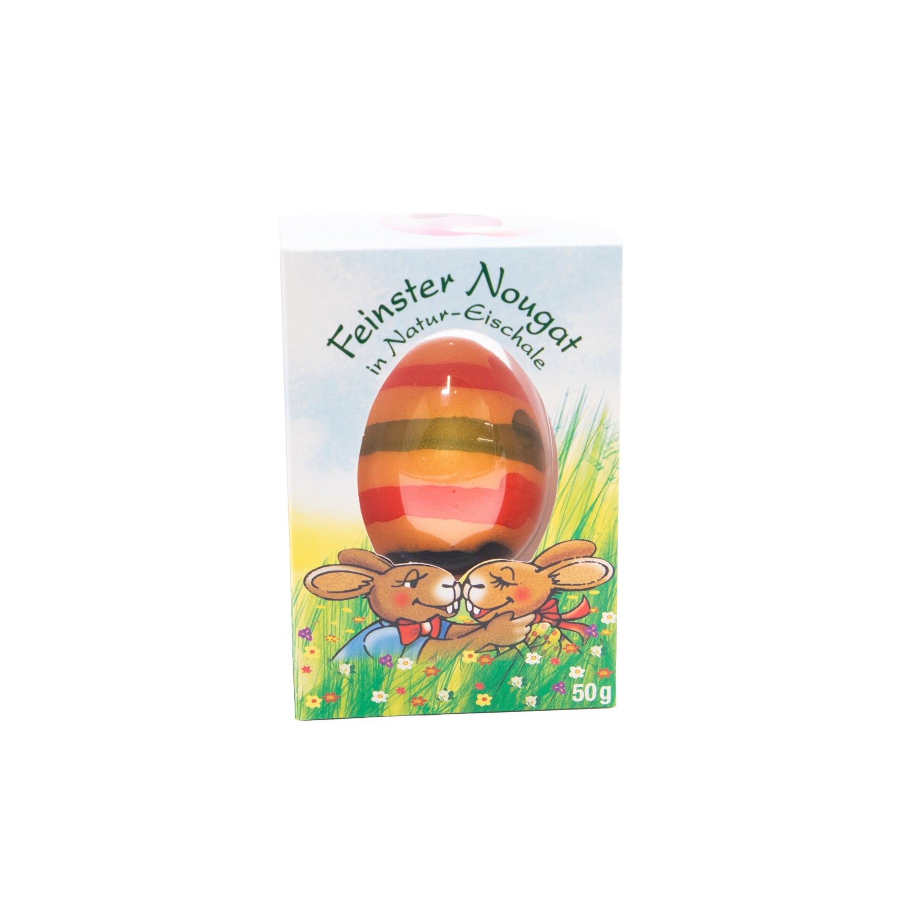 Nougat-Ei Ringlies orange in echter Eierschale