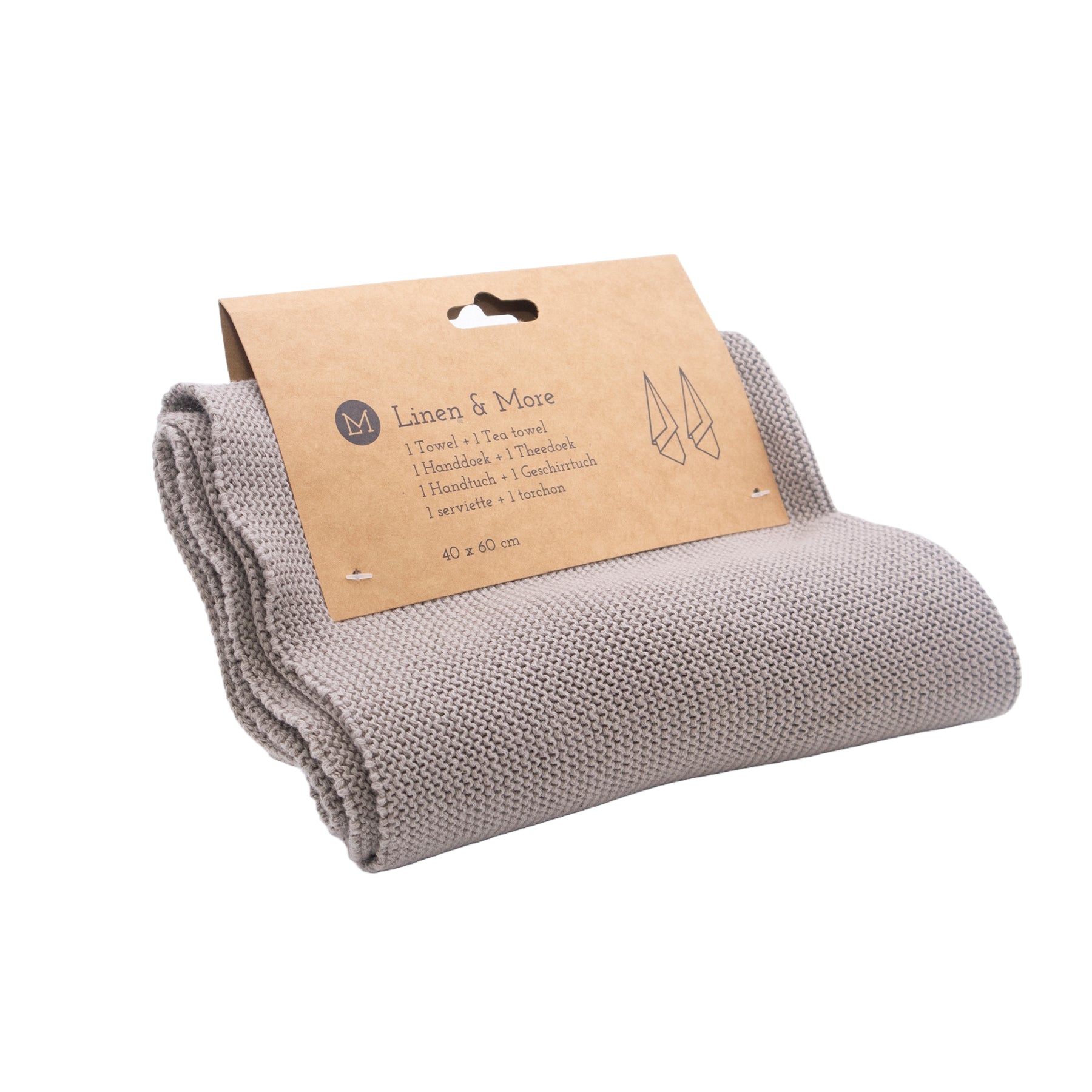 Gestricktes Handtuch & Geschirrtuch 2er - Set – Beige (40x60 cm) - Genussbote