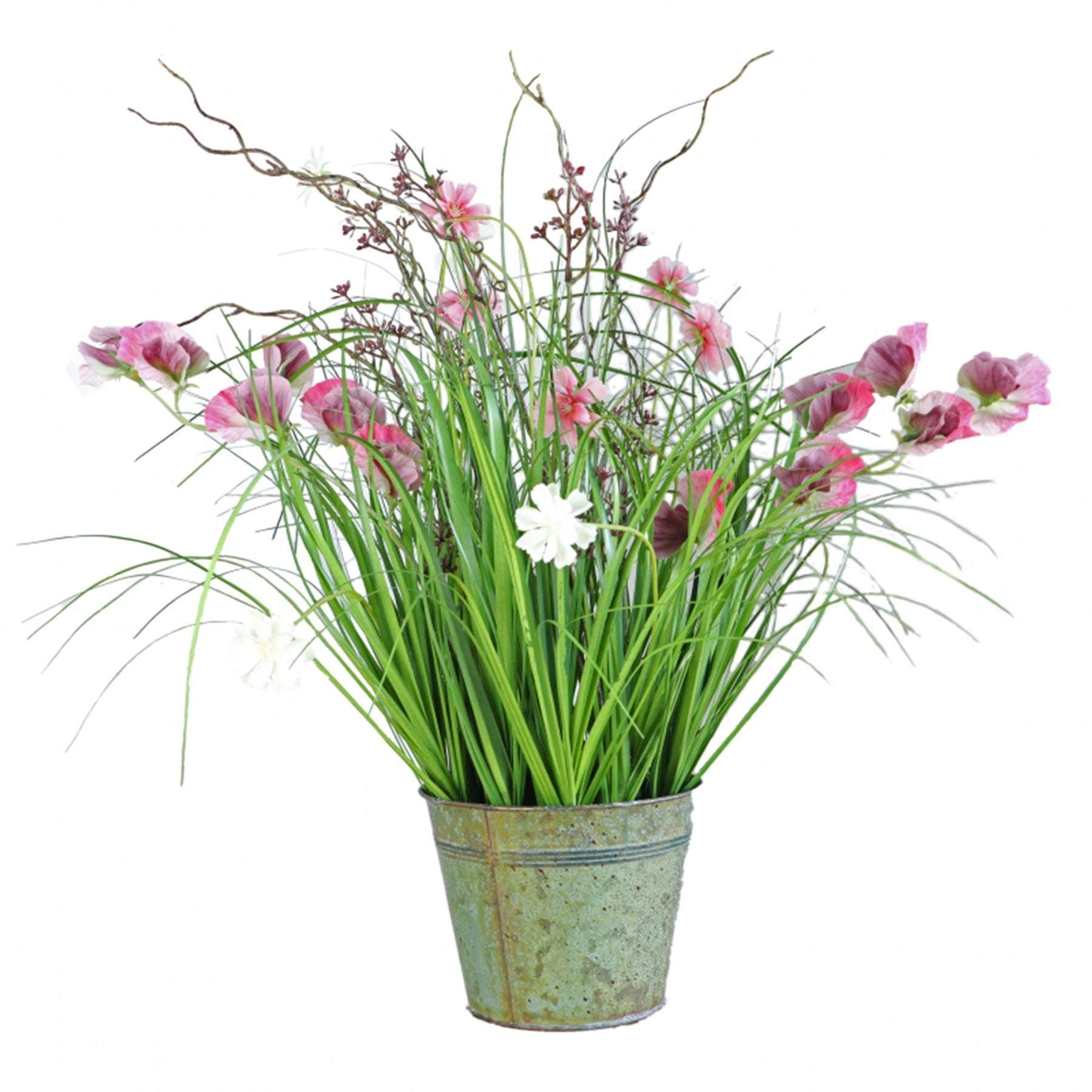 Kunstblumenwiese im Zinktopf - Genussbote