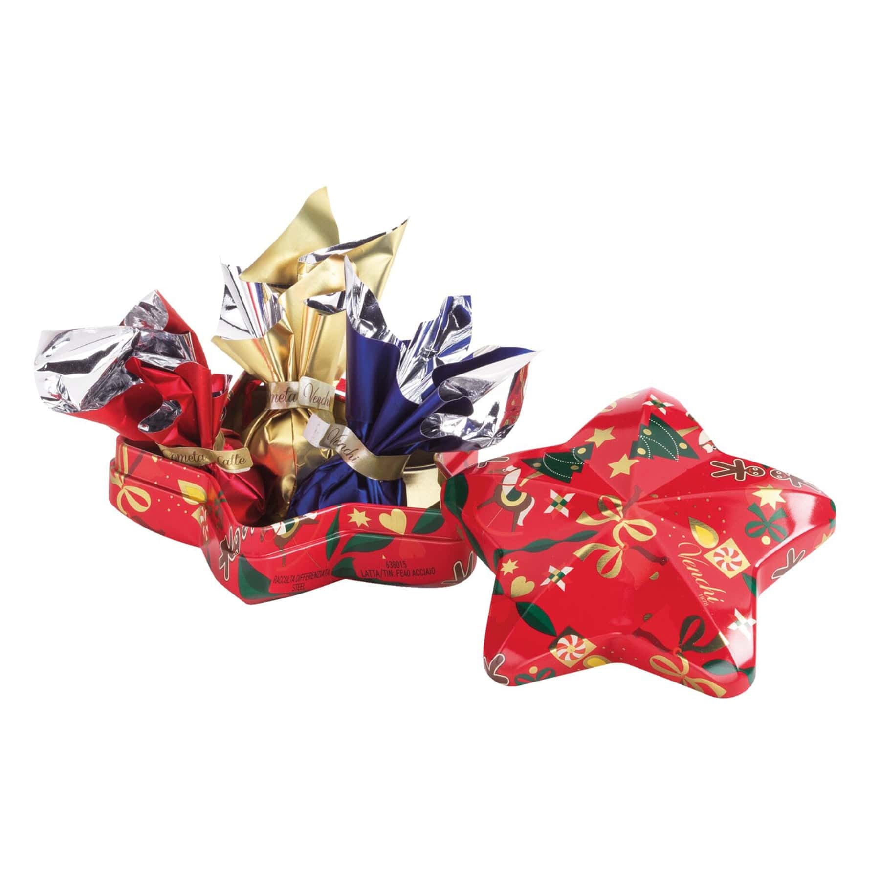 Stern - Geschenkdose aus Metall - gefüllt rot - Genussbote