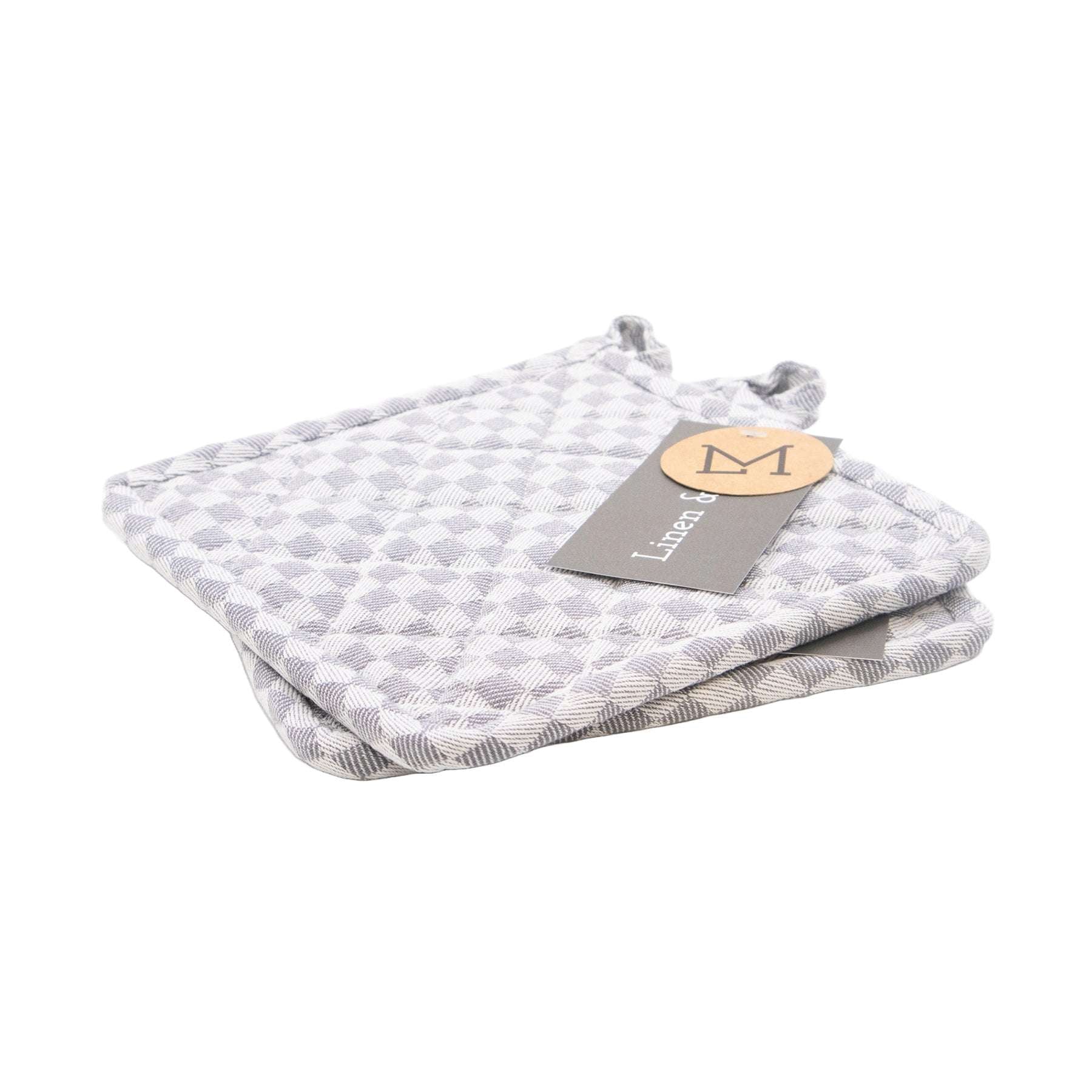 Topflappen (2er Set) - grau kariert - Genussbote