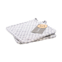 Topflappen (2er Set) - grau kariert